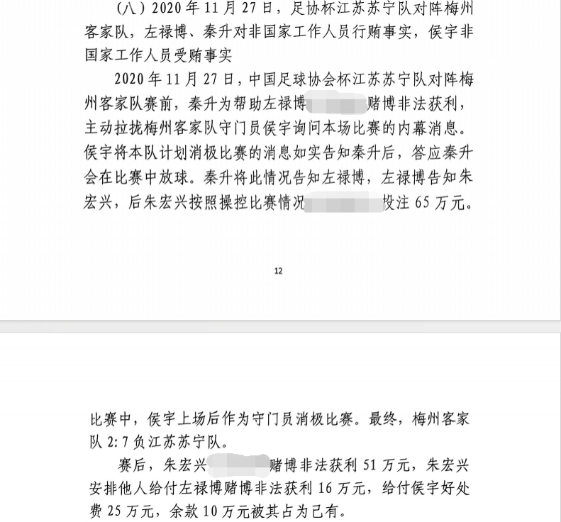 網(wǎng)傳判決書：足協(xié)杯梅州2-7江蘇，梅州門將侯宇收25萬消極比賽