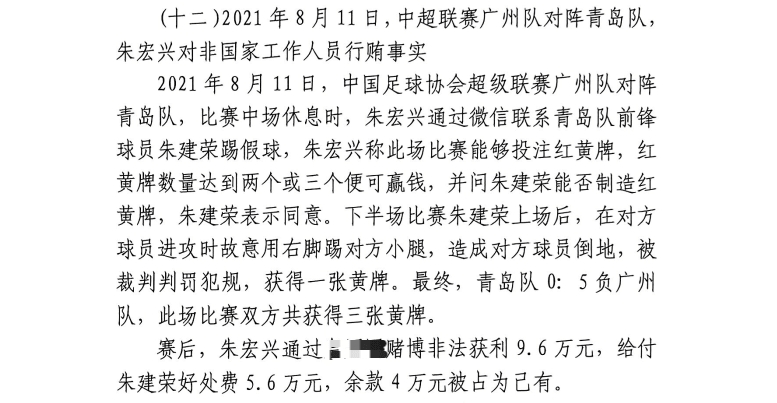 網(wǎng)傳判決書：青島球員朱建榮故意踢對方小腿，染黃收5.6萬好處費(fèi)