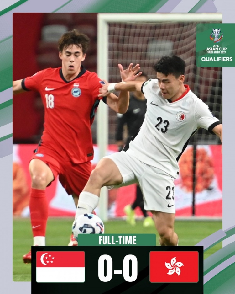 2027年亞預(yù)賽第三階段首輪，新加坡隊(duì)0-0戰(zhàn)平中國(guó)香港隊(duì)